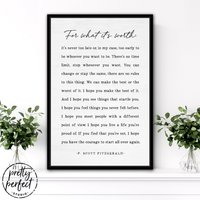 Für Was Es Wert Ist Fitzgerald | F. Scott Zitat Das, Wert Fitzgerald von PrettyPerfectStudio