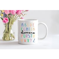 Tasse Geschenk Lehrerin Abc Elemeno Abschiedsgeschenk Grundschule Lehrer Personalisierte Mit Name Kaffeetasse Beste Danke von PrettyPrintyLilli