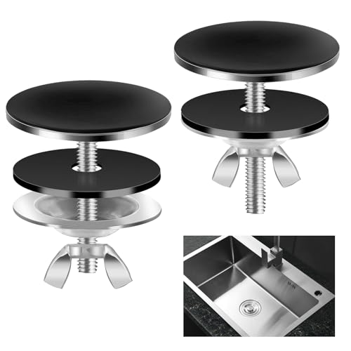 2 Stück 5,1 cm Spülbeckenlochabdeckung, Gunmetal Küchenspüle, Lochabdeckung, Edelstahl-Wasserhahn-Lochabdeckung, Küchenspüle, Stopfen für Thekenraum von Pretwad