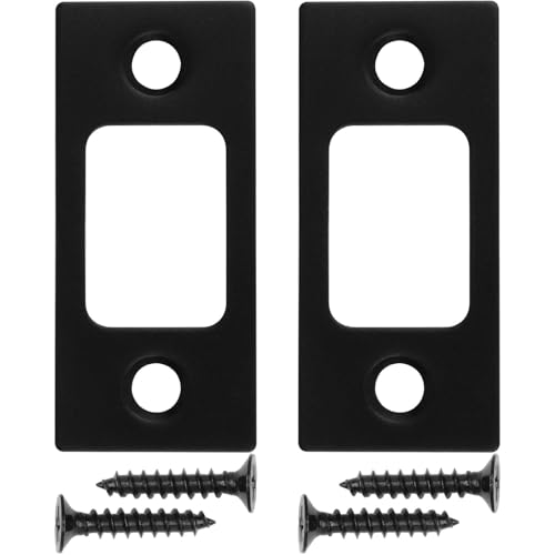 2er-Pack Riegel-Schließblech, Türschließblech, 1" x 2-1/4", 1-5/8" schwarzes Schließblech, runde Ecktürrückplatte mit 4 Schrauben, Türschließblech für Türschloss-Ersatzteile von Pretwad