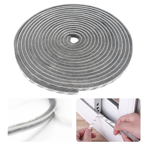 Selbstklebend Bürstendichtung Dichtungsstreifen Mit 6M Klebstoff - 7 cm breit x 8 cm dick, Bürstendichtung für Rolladen, Tür, Fenster, Schiebetür, Kleiderschränk Insektenschutz, Staub- und Lärm(Grau) von Pretwad