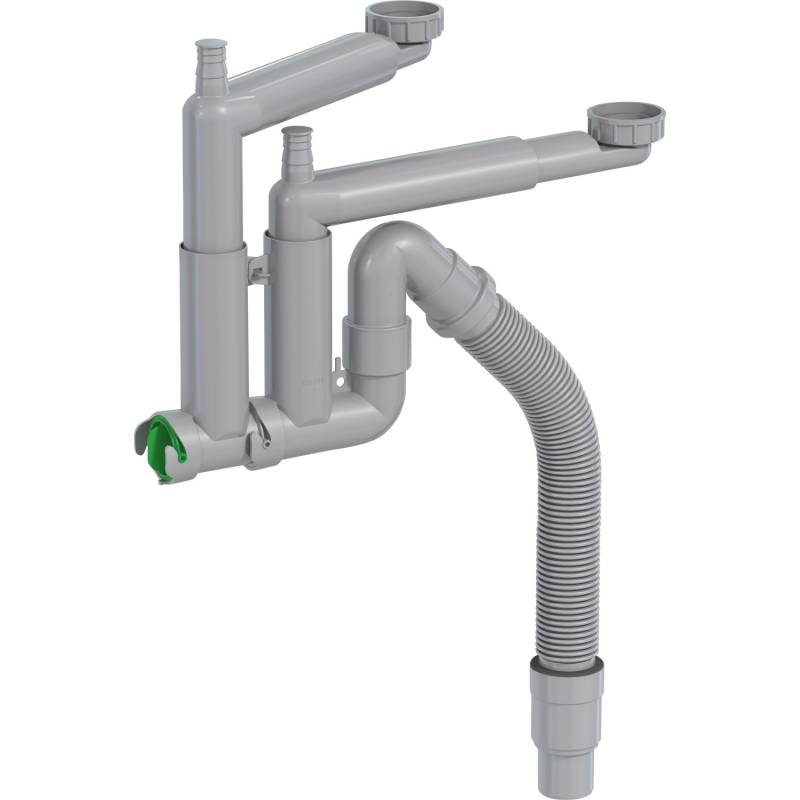 Prevex Smartloc Küchenablauf 2 Becken Ø 40 mm / 50 mm Grau von Prevex