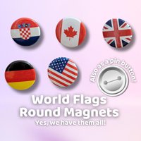 Welt Flaggen Kühlschrank Magnete Oder Pin Buttons - 38 Mm | 1, 5 " Land Flagge Sammlerstücke | Souvenir Dekor Global Flags Geschenk." von Prevo3D