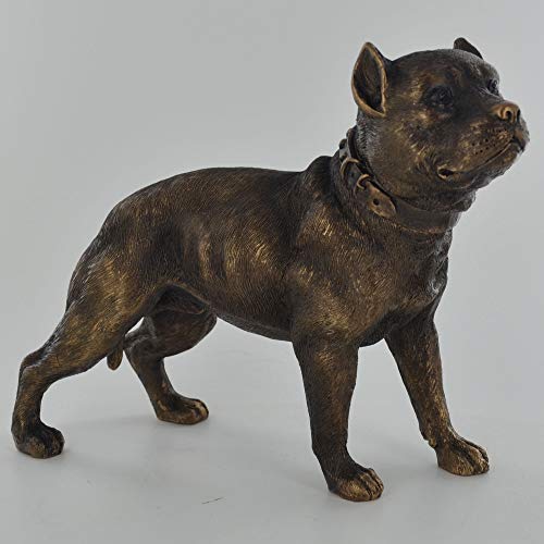 Pit Bull Terrier Hund Bronze-Effekt Skulptur Haustier Figur Ornament Home Decor Geschenkidee H 15,5 cm von Prezents.com