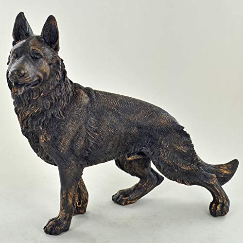 Prezents.com Großer Schäferhund / Schäferhund, bemalt, Bronze, Kunstharz, 18 cm hoch von Prezents.com