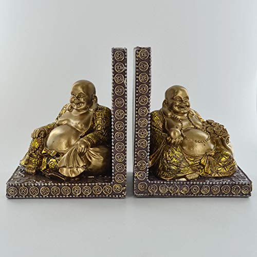 Prezents.com Happy Buddha Buchstützen, 1 Paar, spirituelle Geschenkideen, 14 cm hoch von Prezents.com