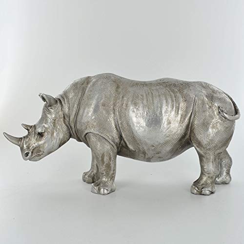 Prezents.com Nashorn-Skulptur, Antik-Silber, atemberaubende Heimdekoration und Safari-Geschenkidee, Höhe: 13 cm von Prezents.com