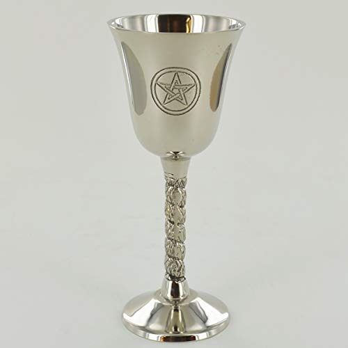 Silberfarbener Kelch mit magischem Pentagramm-Symbol, für Neopaganismus, Wicca-Geschenke und rituelle Ausstattung von Fiesta Studios