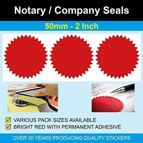 Price Stickers 50mm (2 Zoll) Notary Siegel - Company, Legal, Zertifikat Siegel - Rot, Pack of 100 seals von Price Stickers