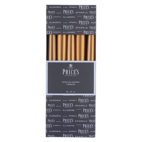 Price‘s Candles, Kerzen in Metallic-Gold, 25,4 cm, Abendessens-Dekoration, 10 Stück, einzeln verpackt Price‘s Candles, Kerzen in Metallic-Gold, 25,4 cm, Abendessens-Dekoration, 10 Stück, einzeln verpackt von Price's Candles