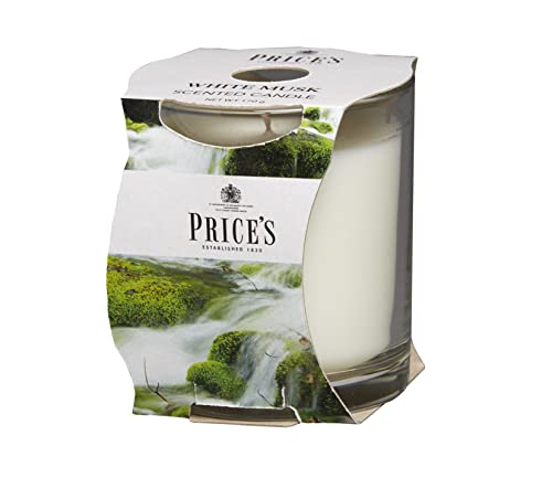 Price's Weiße Moschuskerze im Glas – zarter, süßer, hochwertiger Duft – lang anhaltender Duft – bis zu 45 Stunden Brenndauer von Price's