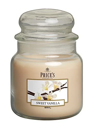 Price's - Sweet Vanilla Duftkerze im Glas – süßer, leckerer, hochwertiger Duft – lang anhaltender Duft – bis zu 90 Stunden Brenndauer – ideal für alle Anlässe von Price's