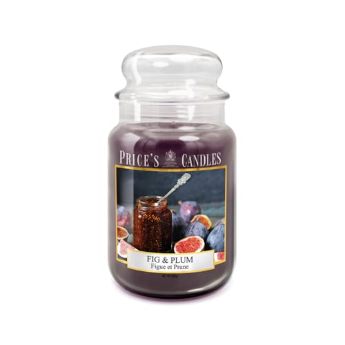 Price's - Feige & Pflaume große Duftkerze im Glas – süßer, leckerer, hochwertiger Duft – lang anhaltender Duft – bis zu 150 Stunden Brenndauer von Price's Candles