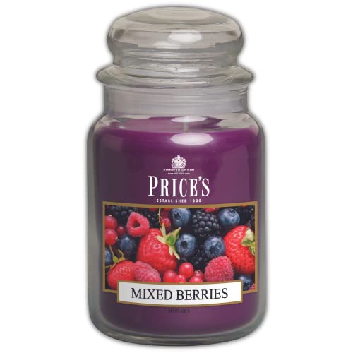 Price's - Mixed Berries Große Kerze im Glas – süßer, leckerer, hochwertiger Duft – lang anhaltender Duft – bis zu 150 Stunden Brenndauer von Price's Candles