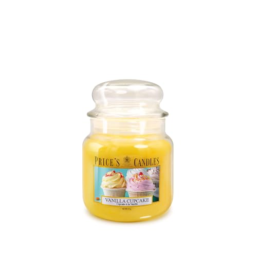 Price's - Vanilla Cupcake Medium Jar Candle - süßer, leckerer, hochwertiger Duft - Lang anhaltender Duft - Bis zu 90 Stunden Brenndauer von Price's Candles