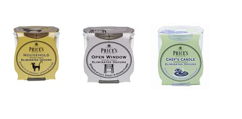 Price's Patent Candles Fresh Air Duftkerze im Glas, 3 x 90 Stunden Brenndauer, Köche, offenes Fenster, Haushalt, Odourfoyl-Technologie von Price's Patent Candles
