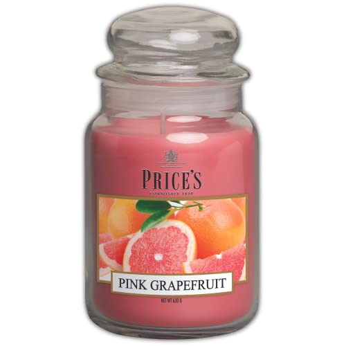 Price's Große Duftkerze im Glas mit rosa Grapefruit, süßer, köstlicher, hochwertiger Duft, langanhaltender Duft, bis zu 150 Stunden Brenndauer von Price's Candles