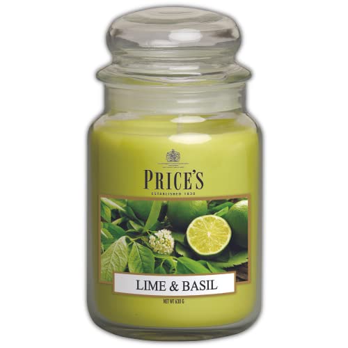 Price's - Limette & Basilikum große Duftkerze im Glas – süßer, leckerer, hochwertiger Duft – lang anhaltender Duft – bis zu 150 Stunden Brenndauer von Price's