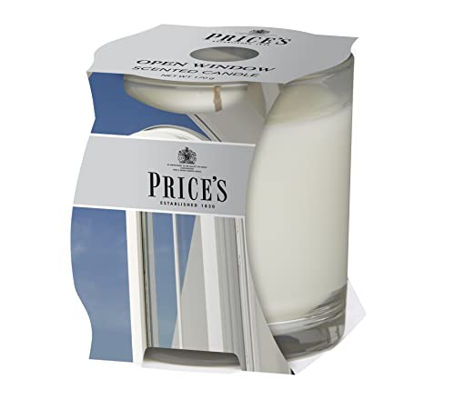 Price's Kerze im Glas mit offenem Fenster – frischer, saisonaler, köstlicher Duft – lang anhaltender Duft – bis zu 45 Stunden Brenndauer von Price's
