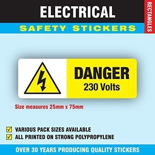 50-25 X 75mm - Danger 230 Volt Elektrische Sicherheit Aufkleber von Price stickers