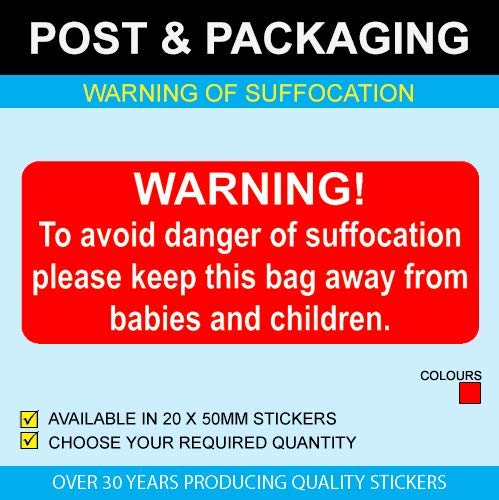 Warning Of Suffocation Aufkleber, 1000 von Price stickers