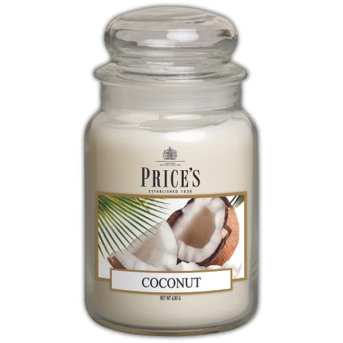 Price's - Große Kokosnusskerze im Glas – süßer, leckerer, hochwertiger Duft – lang anhaltender Duft – bis zu 150 Stunden Brenndauer von Price's