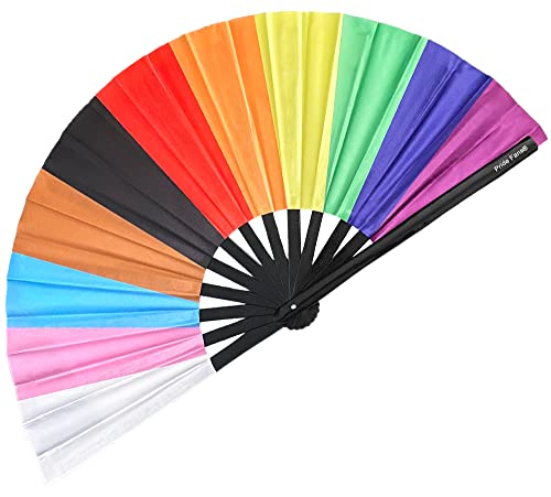 Pride Fans Großer Handfächer Laut Klack Bambus Tanz Fan Big Clap Drag Queen Fan Rave Festival Fan Chinesischer Faltfächer für Männer Frauen Geschenk von Pride Fans