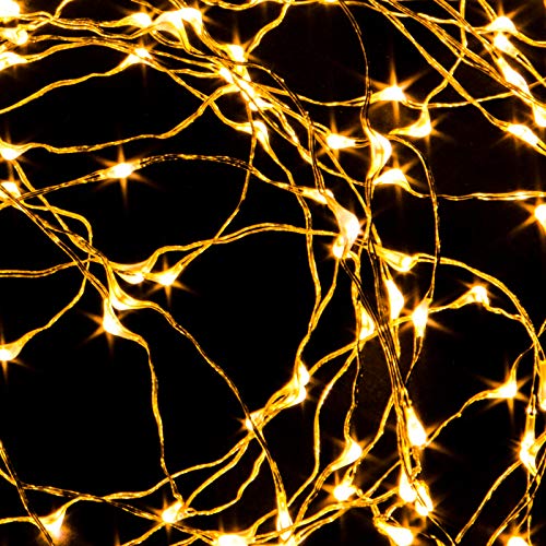 LED Lichterbündel Lichterdraht Girlande mit 70 warm weissen Micro LED`s Lichterdrähte Batteriebetrieb mit Timer 6/18h von Pridea