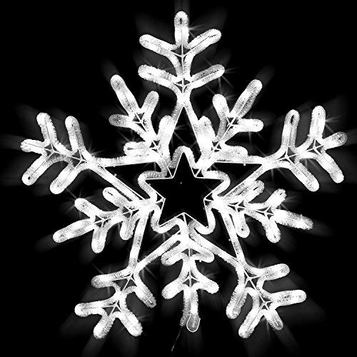LED Schneeflocke Snowflake 62cm 216 LED`s Schnee Deko IP44 Weihnachtsbeleuchtung für Innen und Außen Weihnachtsdekoration Lichterschlauchfigur von Pridea