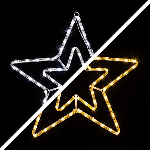 LED Stern 55cm 72 LEDs leuchtet wahlweise warmweiß oder weiß 8 schaltbare Programme (Nur 3 Watt) Weihnachtsbeleuchtung für Innen und Außen Weihnachtsdekoration Lichterschlauchfigur von Pridea