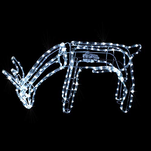 Pridea Weihnachtsdeko Figuren LED grasendes Rentier motorgesteuerter Kopf 216 LED 36 Funkel LEDs Weihnachtsbeleuchtung für Innen und Außen Weihnachtsdekoration Lichterschlauchfigur von Pridea
