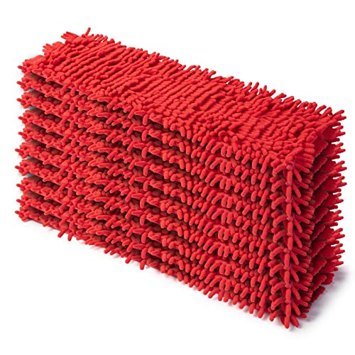 10x Chenille Wischbezüge Wischmopp Aufnehmer, Haushalt Wischbeleg, für alle gängigen Klapphalter 50 cm OR ROT von Prieser