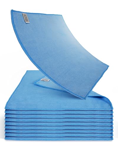 Prieser 10 x Mikrofasertücher 40x40 cm Blau – Microfasertücher mit Frotteestruktur – Universal einsetzbar – Microfaser Putztuch für trockene, feuchte und Sprühreinigung – Putztücher von Prieser