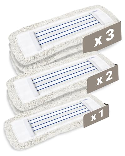 Prieser 2er-Set Profi Wischbezug 50cm – aus robuster Baumwolle und Mikrofaser – Fusselfreier Wischmopp Bezug für sehr Gute Schmutzaufnahme – langlebiger Bodenwischer Bezug von Prieser