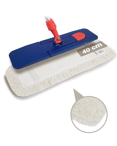 Prieser 3 in 1 Profi Baumwolle Bodenwischer Set – Putzmittel in Industriequalität – Mop Set Baumwolle 40cm – Inklusive hochwertigem Teleskopstiel – Wischer Set von Prieser