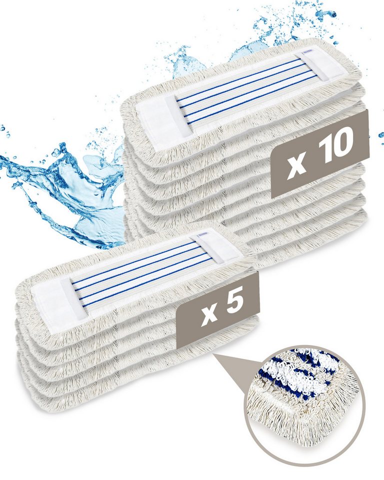 Prieser Wischmopp 5X Profi Wischbezug 40cm –robuste Baumwolle und Mikrofaser von Prieser