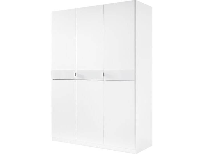 Kleiderschrank 3 Drehtürenschrank Kleiderschrank Schrank Schlafzimmerschrank Madrid , weiß (weiß, weißglas), B:140cm H:193cm T:54cm, Holzwerkstoff, Schränke, mit farbiger Glasauflage, erweiterbar mit Schrankaufsatz Madrid von BAUR