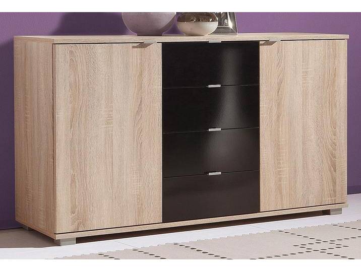 Sideboard PRIESS, schwarz (eichefarben, schwarz), B:123cm H:71cm T:38cm, Sideboards, Breite 123 cm von Priess