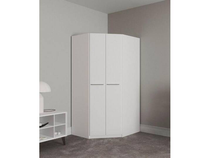 priess Eckkleiderschrank Barcelona Kleiderschrank Ecklösung Raumwunder in 2 Tiefen Schrank Eckschrank Garderobe, weiß, Tiefe Seitenteil 54 cm von Priess