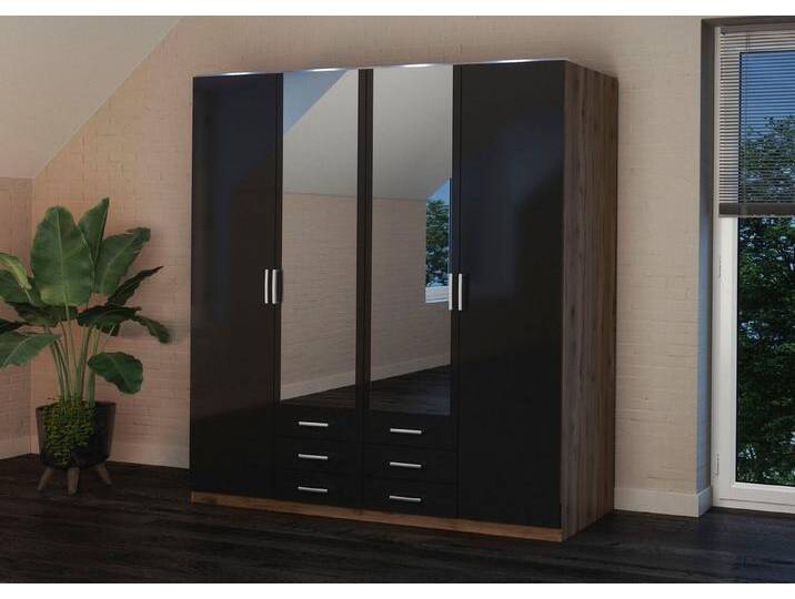 priess Kleiderschrank Amsterdam mit oder ohne LED-Beleuchtung, schwarz, Astkernbuche/Schwarz priess Kleiderschrank Amsterdam mit oder ohne LED-Beleuchtung, schwarz, Astkernbuche/Schwarz von Priess