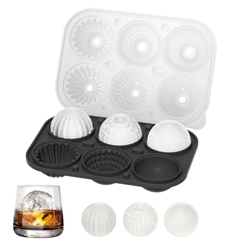 Eiswürfelform Silikon, Groß Eiswürfel Form mit Deckel Eiswürfelbehälter 5 cm Rund Eeiswürfel Kugel 6-Fach Eiswürfelbereiter, BPA Frei Ice Cube Tray für Bier Cocktails Whisky Eiswürfelform Silikon, Groß Eiswürfel Form mit Deckel Eiswürfelbehälter 5 cm Rund Eeiswürfel Kugel 6-Fach Eiswürfelbereiter, BPA Frei Ice Cube Tray für Bier Cocktails Whisky von Priksia