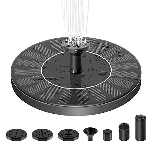 Solar Springbrunnen, Teichpumpe mit 1.4W Solar Panel Solarbrunnen, Schwimmender Fontäne Pumpe mit 6 Fontänenstile für Garten, Vogel-Bad,Teich,Fisch-Behälter von Priksia