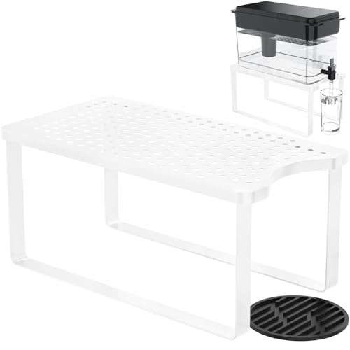 Wasserfilterspender mit Abtropfschale – 20 cm B x 37 cm T x 17,8 cm H, Metallständer für Brita-Wasserfilter, kompatibel mit ZeroWater, PUR, Wassertropfen usw., Weiß von PrimZooty