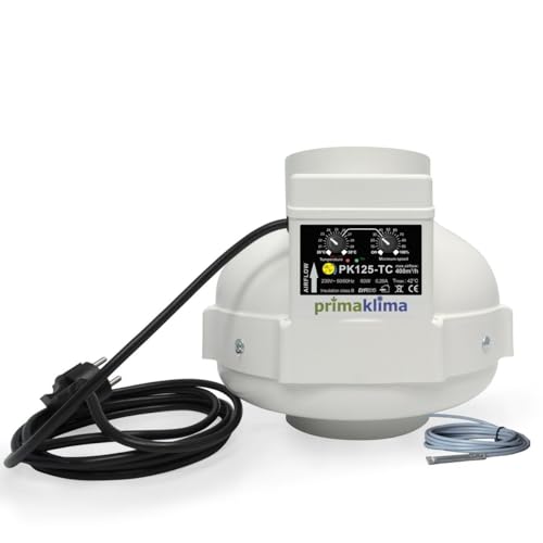 RVK Prima Klima Rohrventilator 400 m³/h 125mm mit Temperaturkontrolle (PK125) von Prima Klima