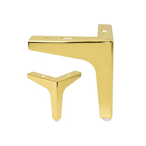 Prima-Online Möbelfüße Goldener Glanz Möbelbeine Sockelfuß Schrankfuß Sofafüße Metall Füße Gold Höhe 13,5 cm von Prima-Online