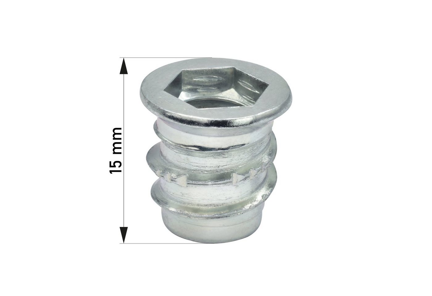 Prima-Online Gewindemuffe Gewindemuffe Einschraubmuffen Einschraubmutter Innensechskant M8, (100-St) von Prima-Online