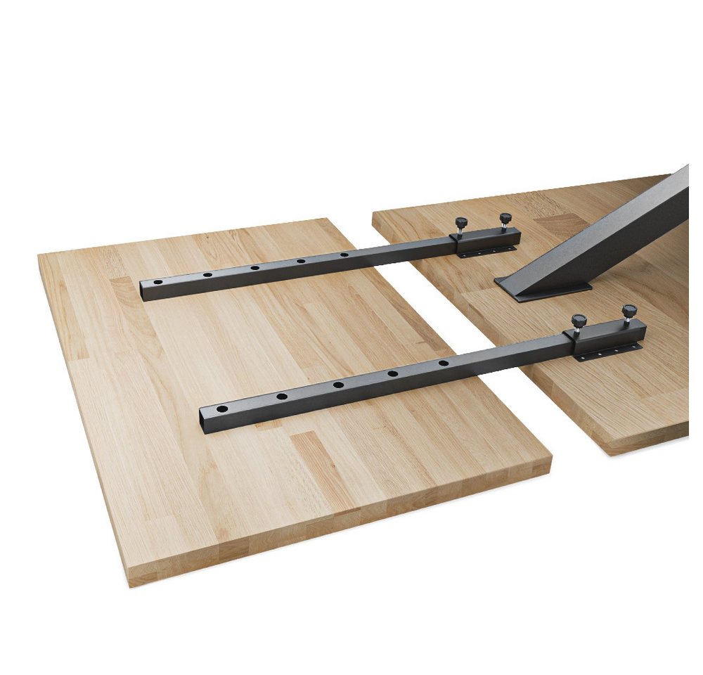 Prima-Online Möbelbeschlag Tischverlängerung Metall 2er Set Ansteckbeschlag 70 cm, schwarz von Prima-Online