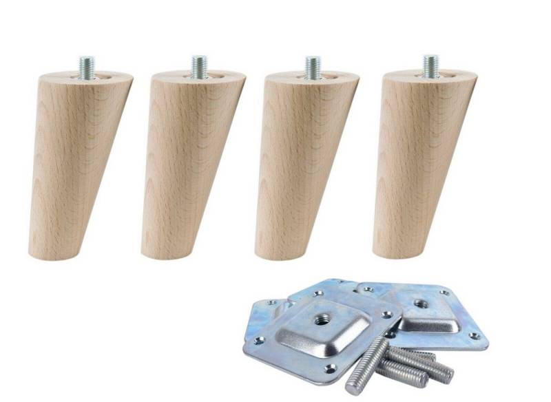 Prima-Online Möbelfuß Holz Möbelfuße Buche mit Zubehör 8-68cm Möbelbeine Gerade & Schräg von Prima-Online