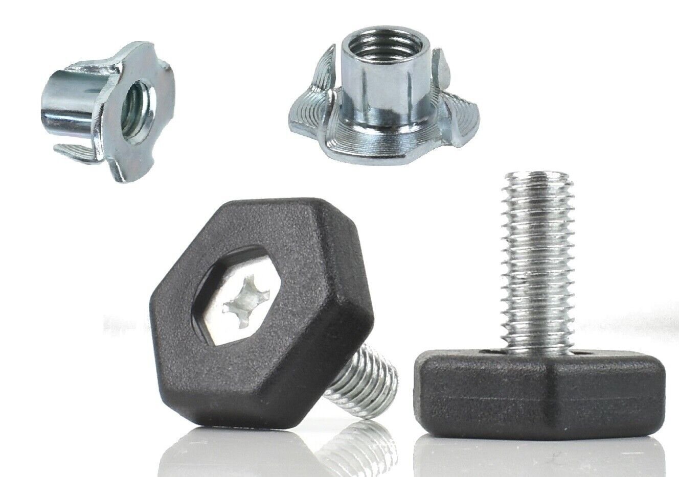 Prima-Online Möbelfuß Stellteller M8x26mm Stellfuß Möbelfuß Schraubfüß mit Einschlagmuttern von Prima-Online