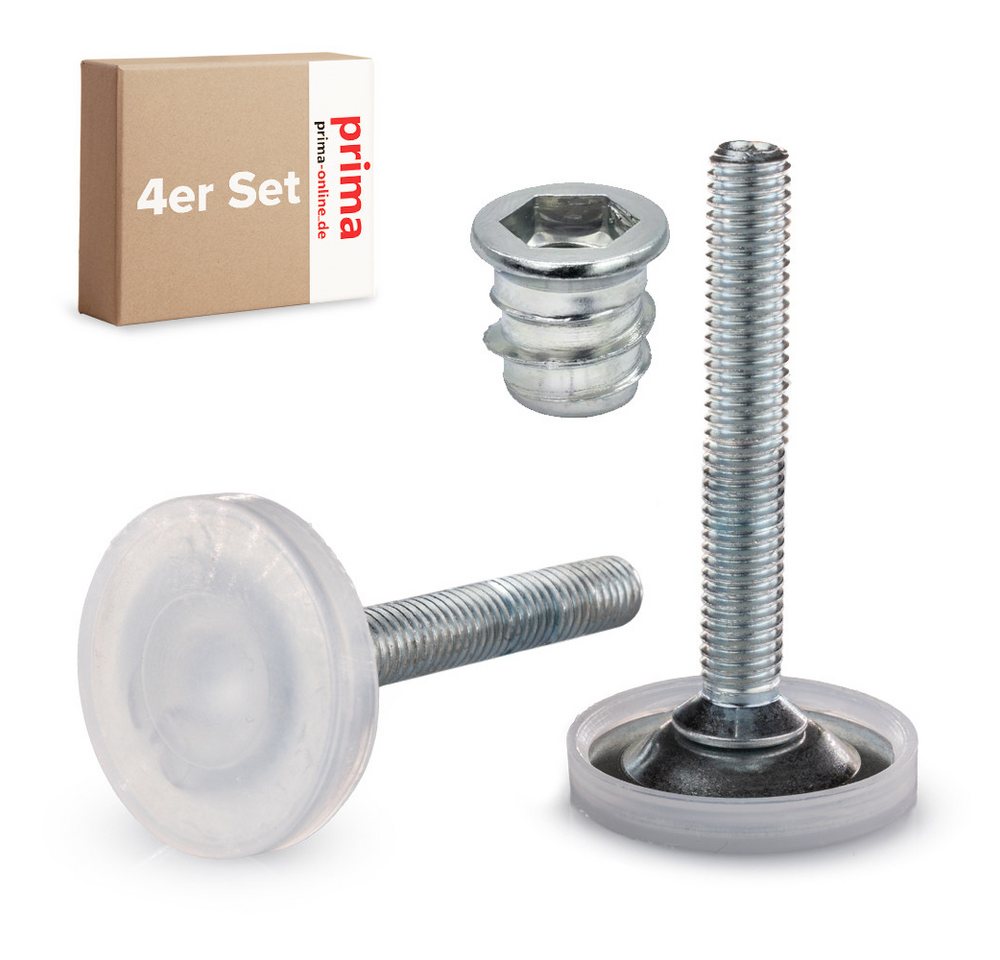 Prima-Online Stellfuß 4er Set Regulierschraube Stellfüße M8 mit M8x15mm Einschlagmuttern von Prima-Online